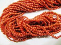 Natural Italian Coral Round Beads 3mm Beads Sold Per Strand 10''long