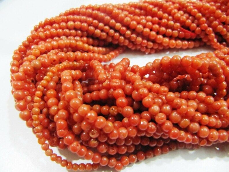 Natural Italian Coral Round Beads 3mm Beads Sold Per Strand 10''long