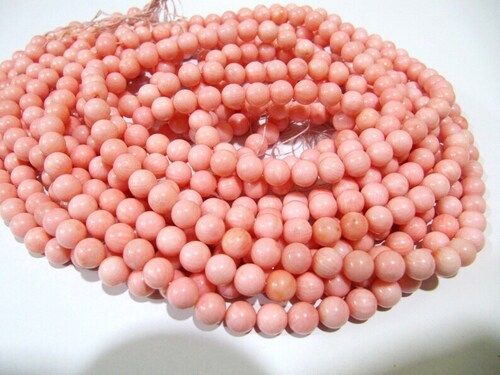 Natural Pink Coral Round Ball Shape Plain 5-6mm Beads Strand 16''long