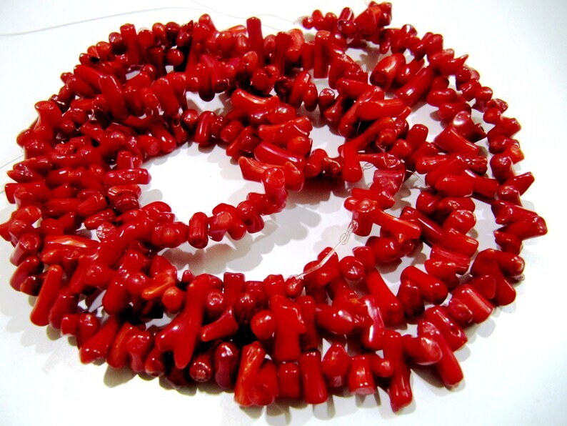 Red Stick Branch Coral Beads 7 to 15mm Beads Sold Per Strand 16 inch long