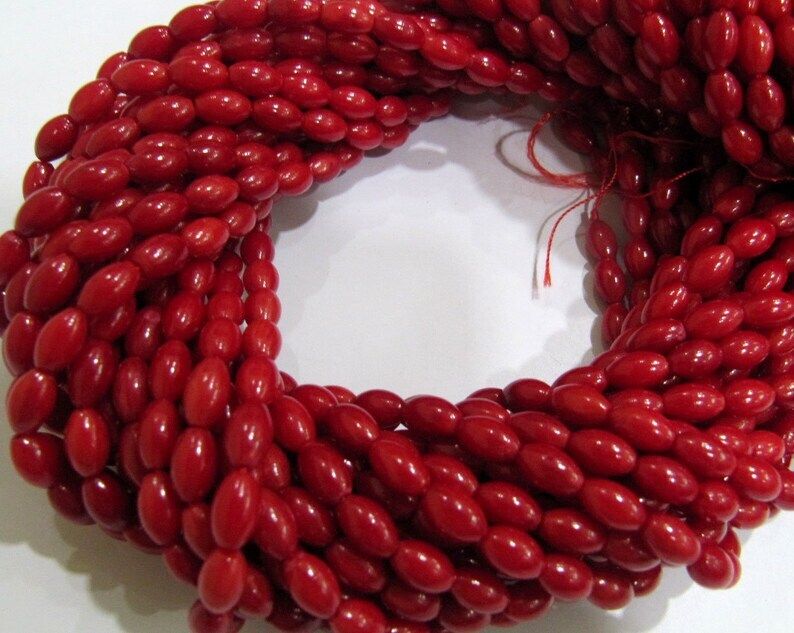 Beautiful Red Coral Barrel Drum Shape 5x8mm Beads Strand 16 Inch long