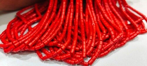 Natural Italian Coral Pipe Shape 3mm Beads Sold Per Strand 13 Inch Long beads