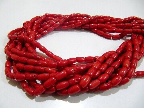 Red Coral Tube Shape 4x7mm Beads Sold Per Strand 16 inches Long