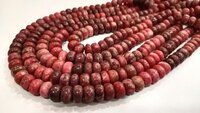 Natural Thulite Rondelle Plain 8-9mm Beads Sold per Strand 8 Inch Long