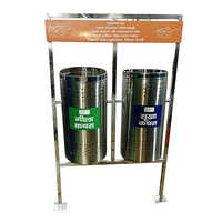Ss Dustbin - Stainless Steel, Various Sizes, Silver Color - Durable Round Industrial Garbage Storage Solution With Stand