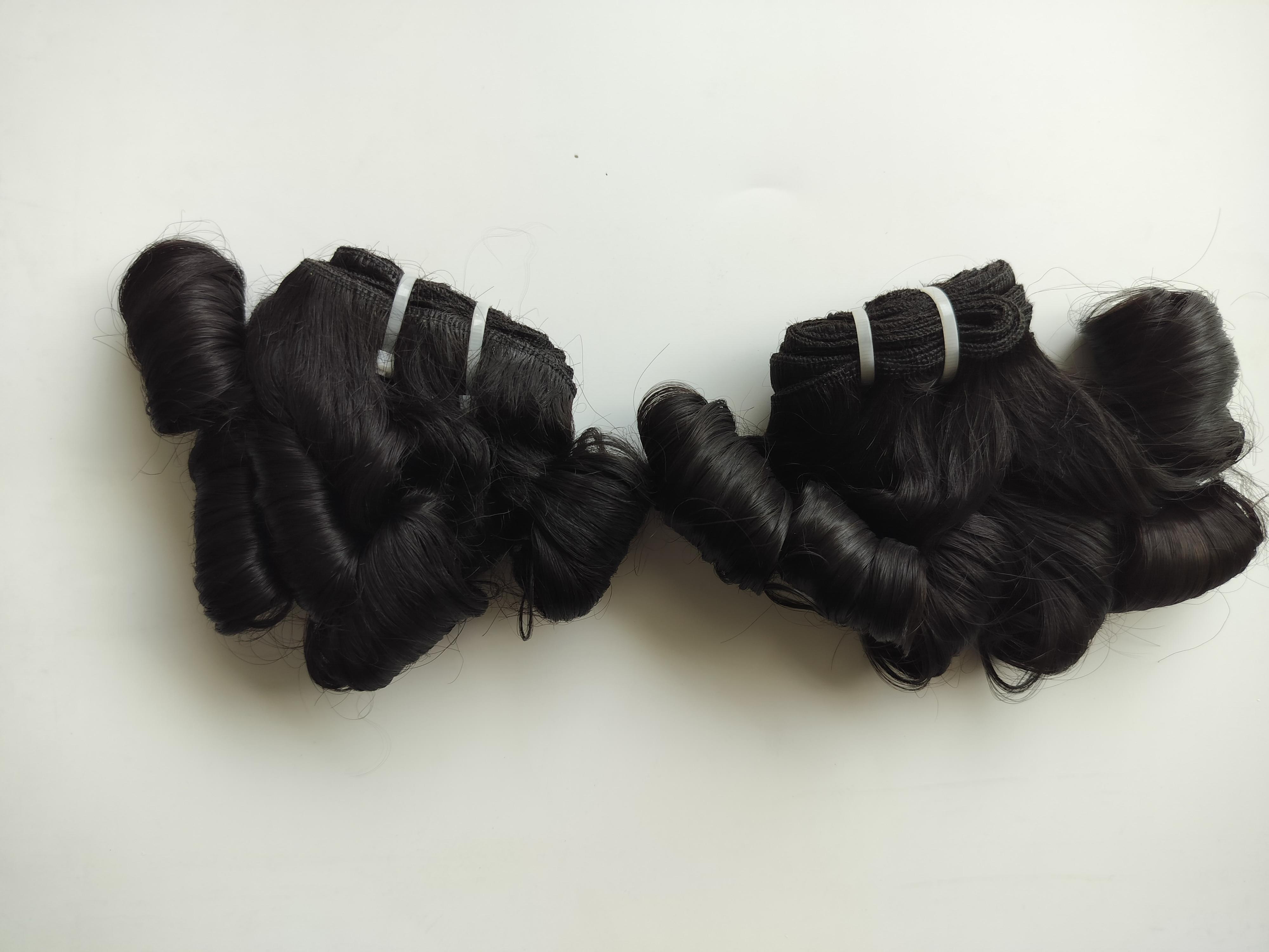 Indian Temple Donated Human Hair Weft Extensions Samples