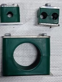 Polypropylene Pipe Clamp / Box Clamp - Plastic & Metal, Green Blue | Box Type Pipe Clamp For Secure Pipe Management