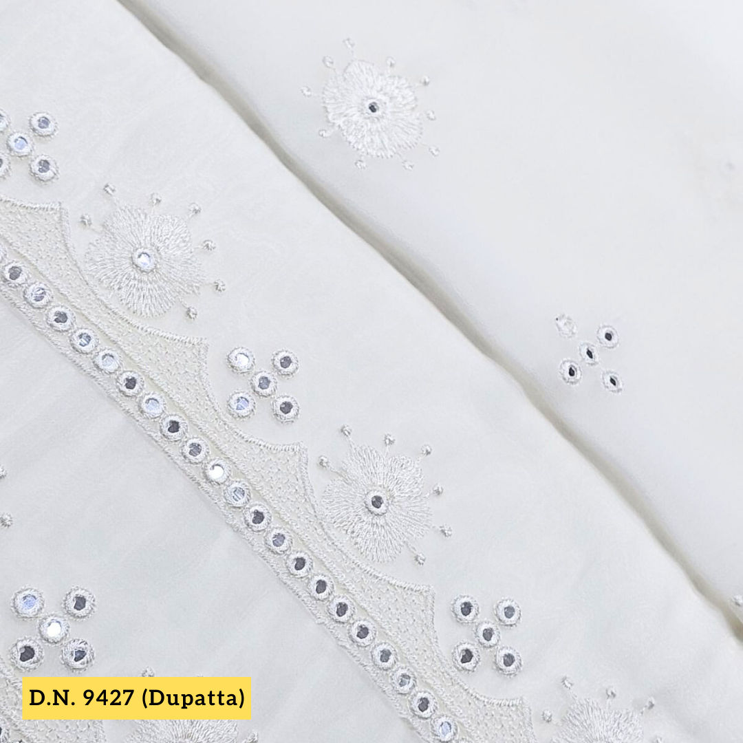 Madhav fashion mirror work white dupatta