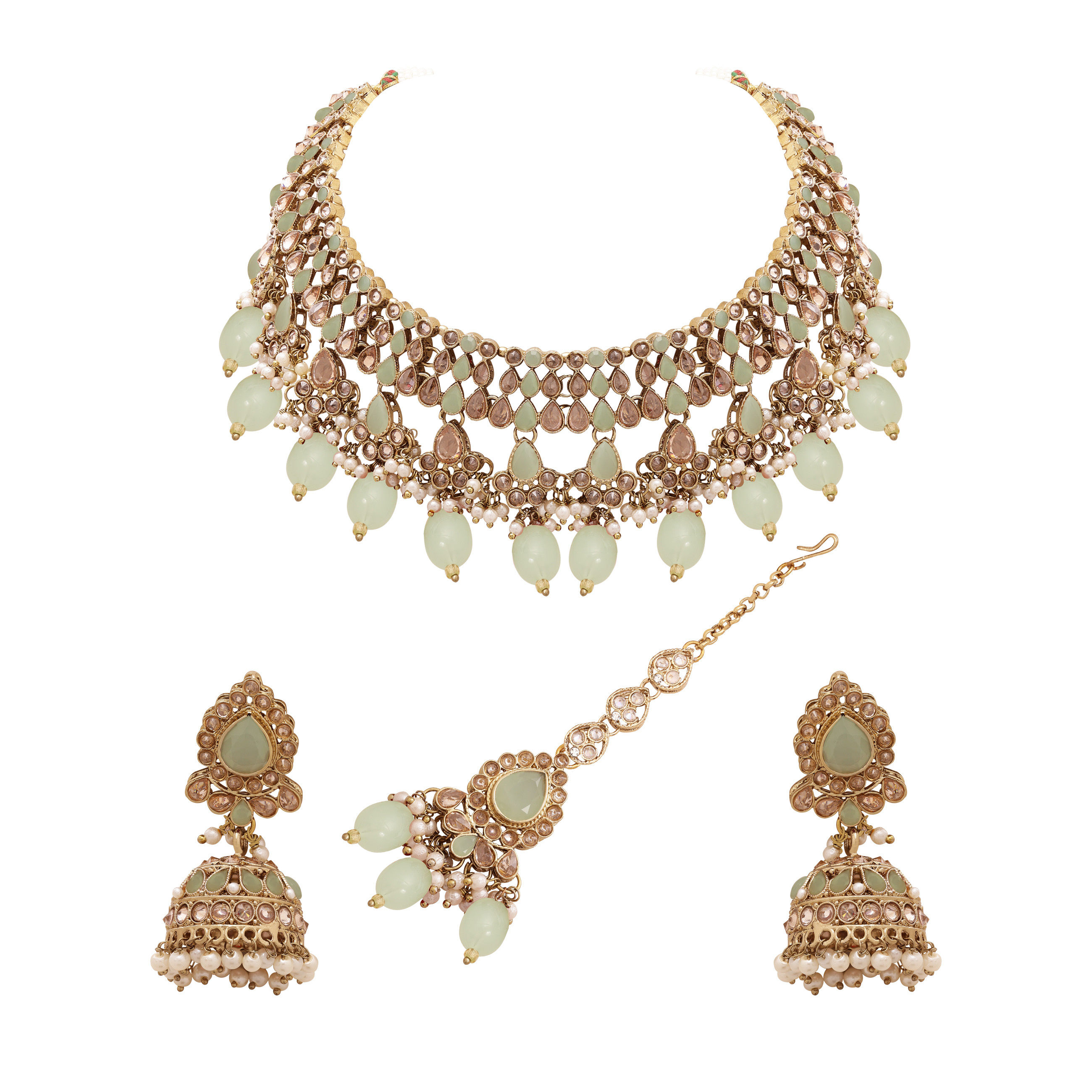 Traditional Indian Jewellery| Reverse AD Wedding Jewelry| Kundan Reverse AD Necklace| Mehandi Plated| Gift for Her.