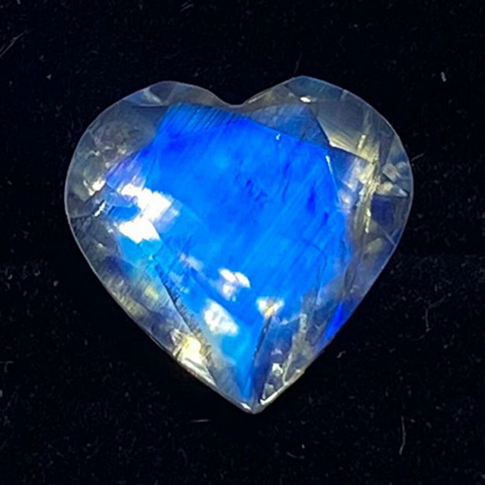 Heart Cut Moonstone Gemstone - Color: Blue + Multi Colour