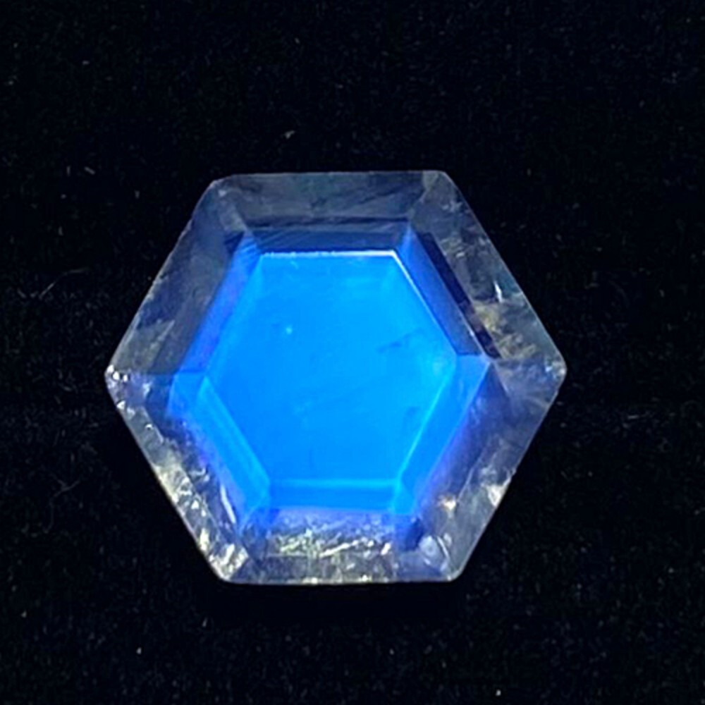 Hexagon Cut Moonstone Gemstone - Color: Blue + Multi Colour