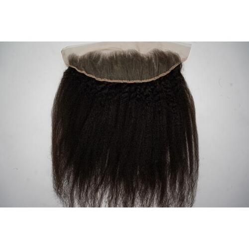 Black Kinky Straight Human Hair Lace Frontal