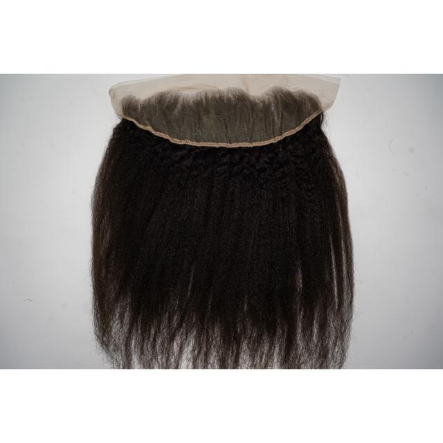 Black Kinky Straight Human Hair Lace Frontal