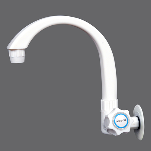 White Long Sink Cock With Flange
