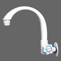 White Long Sink Cock With Flange