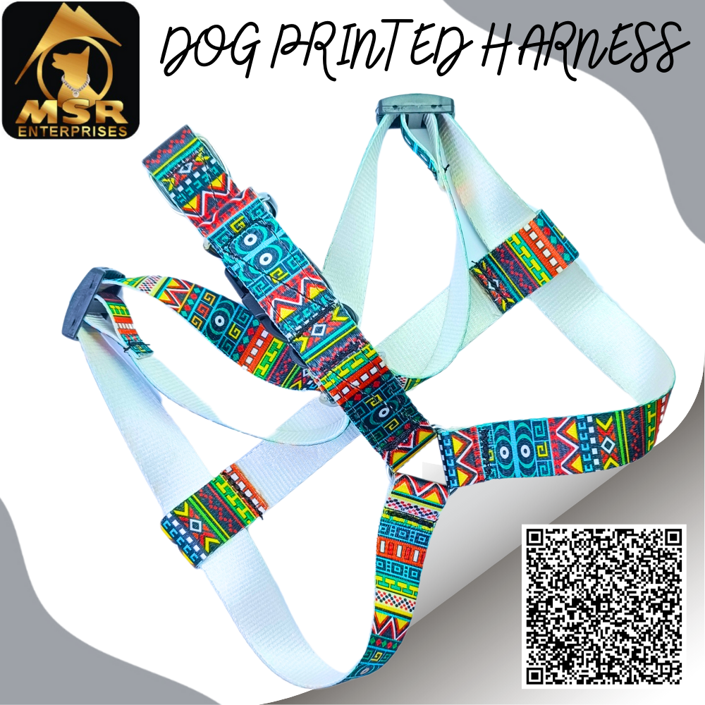 Dog Printed Body belt Harness (PP / NYLON)