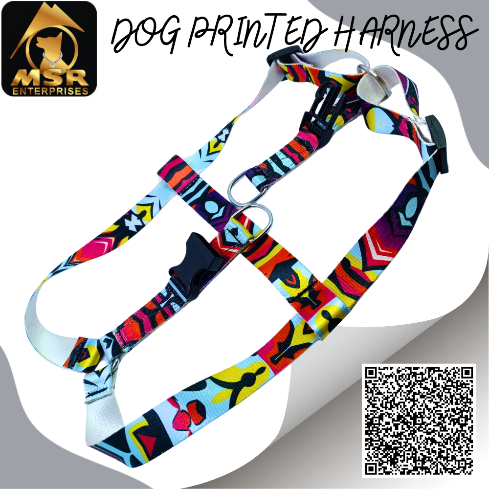 Dog Printed Body belt Harness (PP / NYLON)