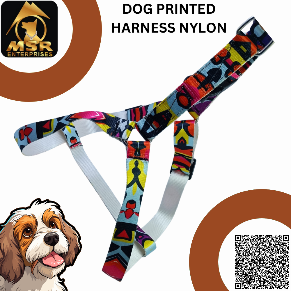 Dog Printed Body belt Harness (PP / NYLON)