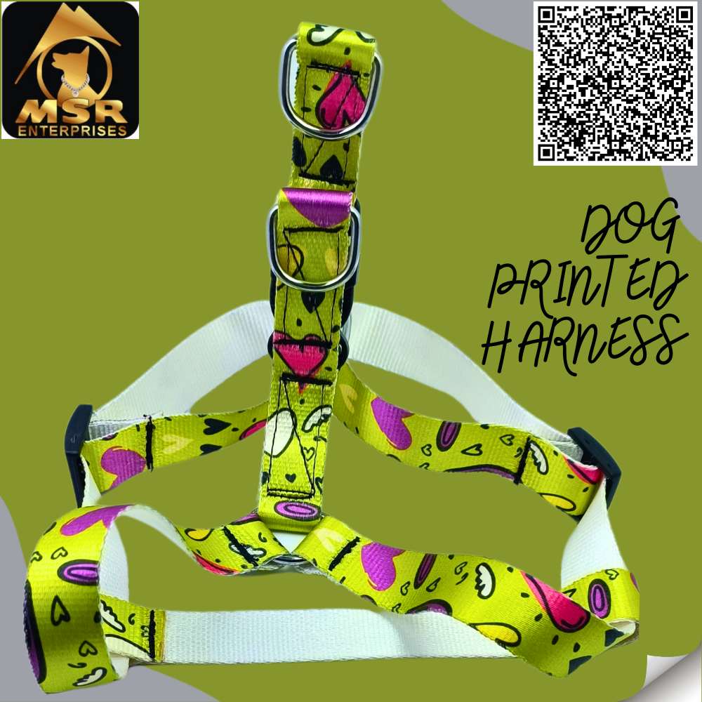 Dog Printed Body belt Harness (PP / NYLON)