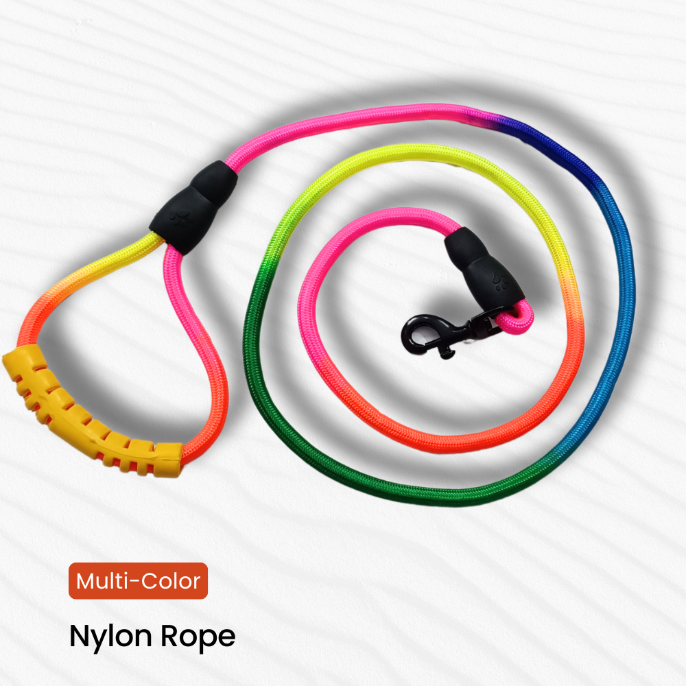 Dog Rainbow Rope with Rubber Handle