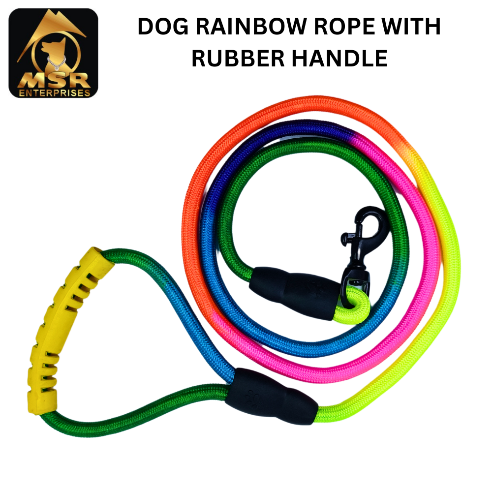 Dog Rainbow Rope with Rubber Handle