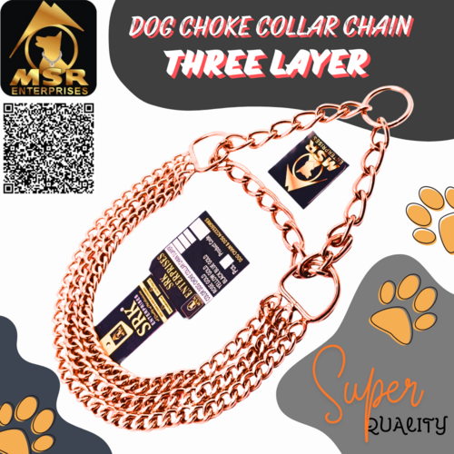 Dog Color Choke Collar Chain 3 Layer with Rose Gold Plating