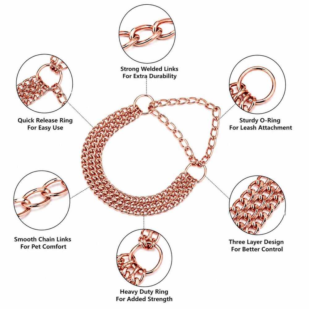 Dog Chain Color Choke Collar Rose Gold