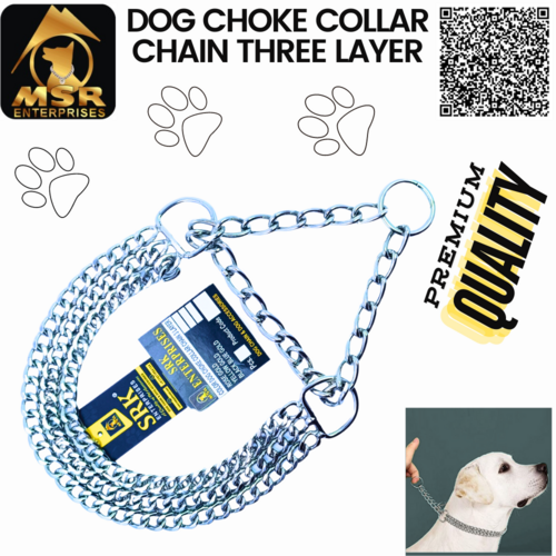 Dog  Chain Choke Collar Chain 3 Layer with Silver Gold Plating