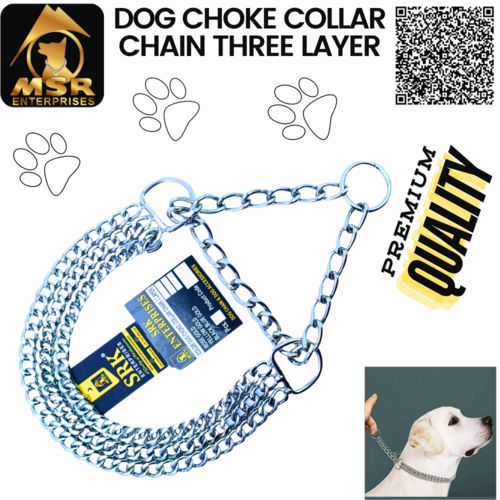 DOG COLOR CHOKE COLLAR CHAIN 3 LAYER 