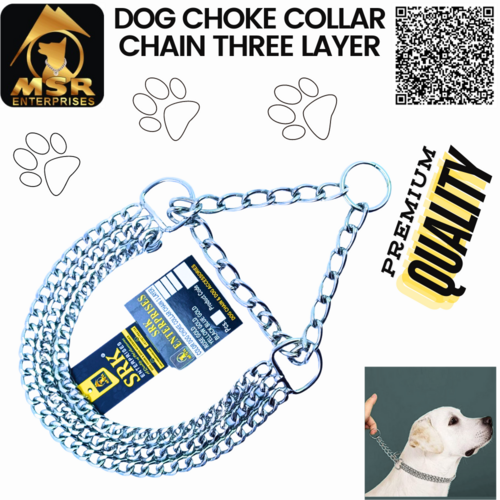 Dog Color Choke Collar Chain 3 Layer with Silver Gold Plating