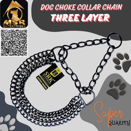 Dog Color Choke Collar Chain 3 Layer with Black Blue  Plating