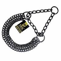 Dog Color Choke Collar Chain 3 Layer With Black Blue Plating - Iron Material, Large Size, Black Blue Color | Adjustable Fit, Durable, Gentle Control