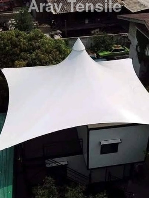 Tensile Cone Structure - Steel Frame, PVC Roof Panels, Multiple Color Options | Ideal for Villas, Workshops, Hotels, and Offices