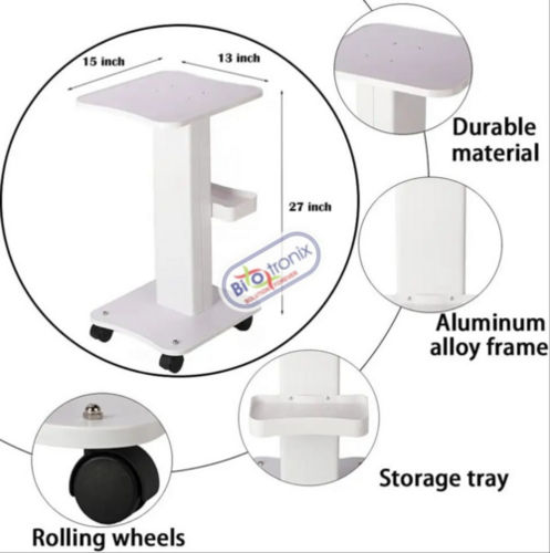 White Plastic Multifunctional Makeup Trolley with Wheels for Spa Beauty Instruments