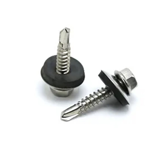 Hex Head Self Drilling Screw - Mild Steel, Sizes 6, 7, 8, Polished Silver Finish , Hexagon Head Shape for Sturdy Grip in DIY Projects
