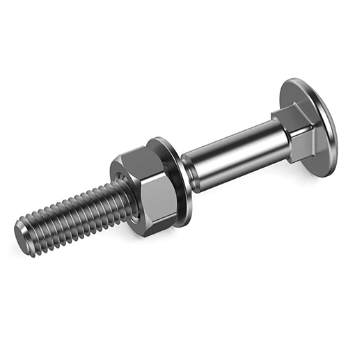 MS Carriage Bolt - Steel Sizes: 2 2.5 3 Inches | Polished Surface Sleek Black Color Round Head Type for Industrial Applications