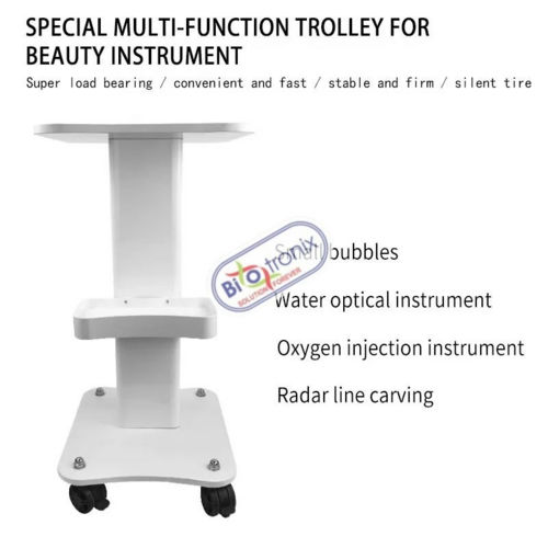 Beauty Instrument Tray Rolling Salon Spa Service Trolley with Metallic Pillar ABS Tray with Wheels