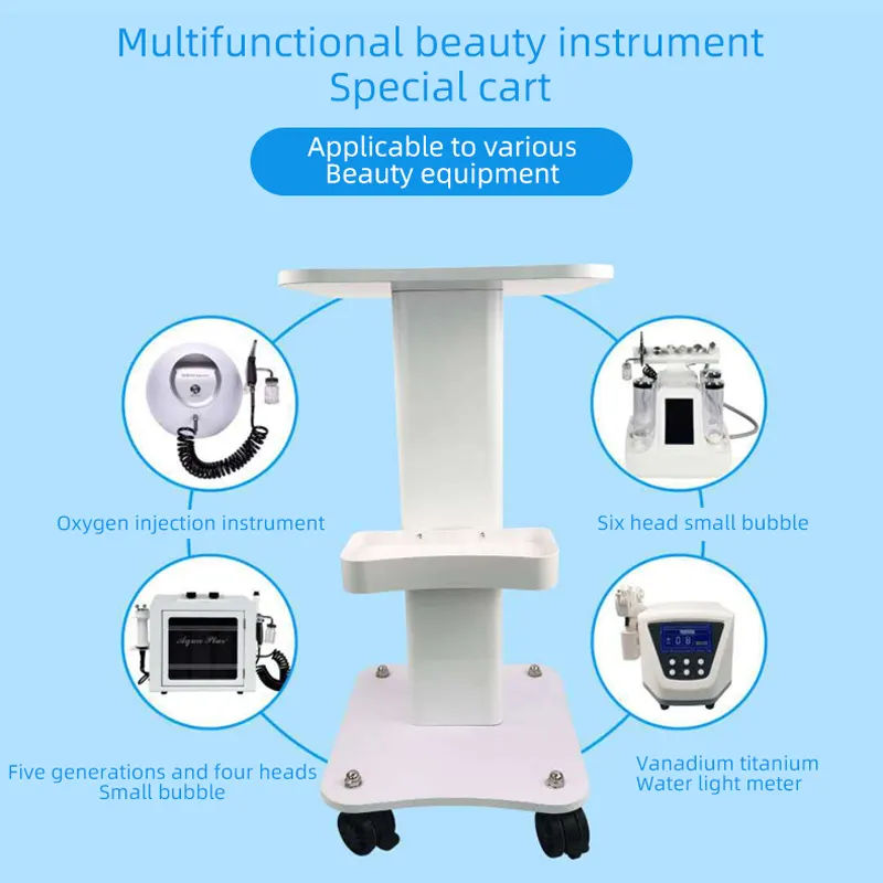 Plastic Trolley Movable with Storage Tray & Wheels for Physiotherapy Machines