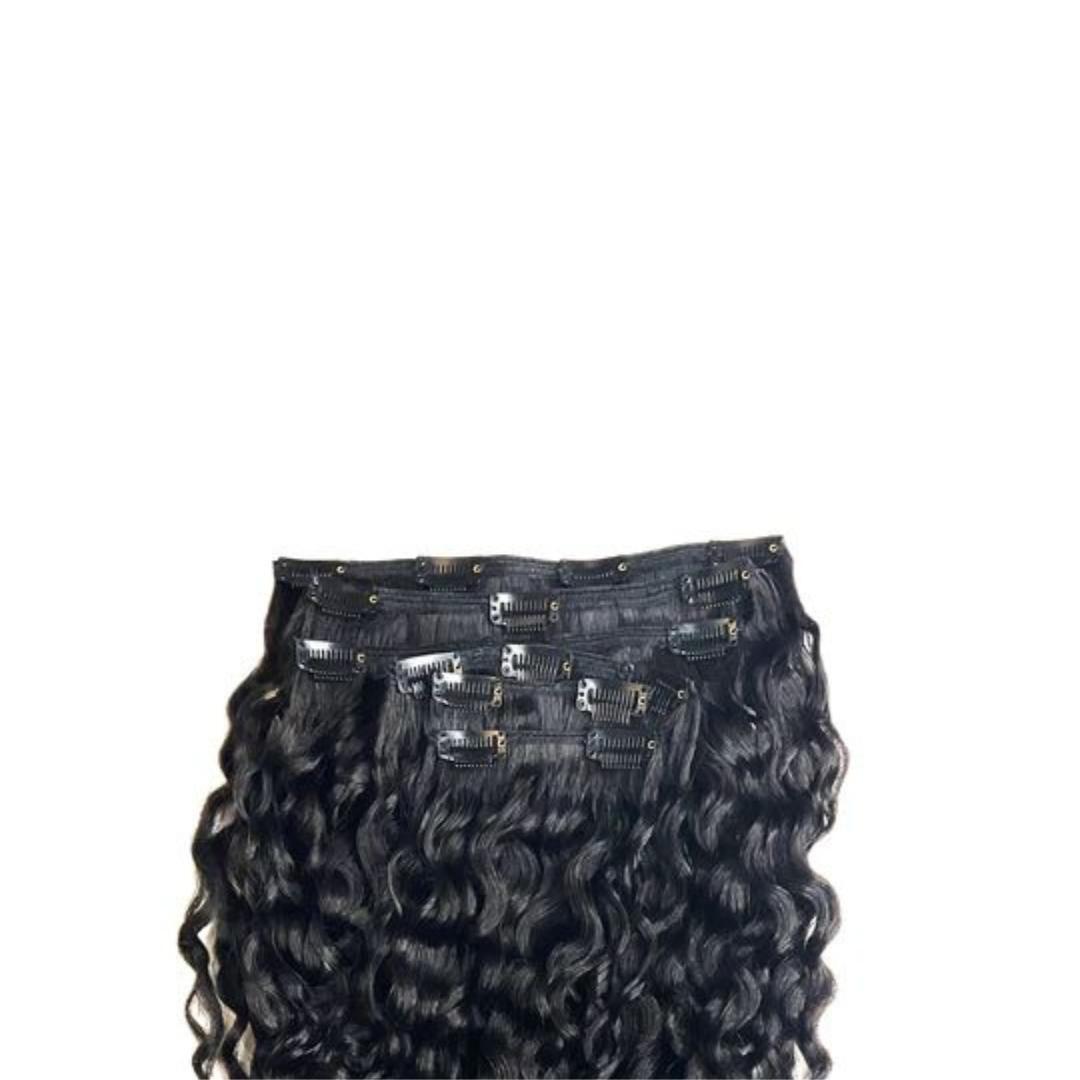 Black Raw Remy Natural Curly Human Hair Clip In Extensions