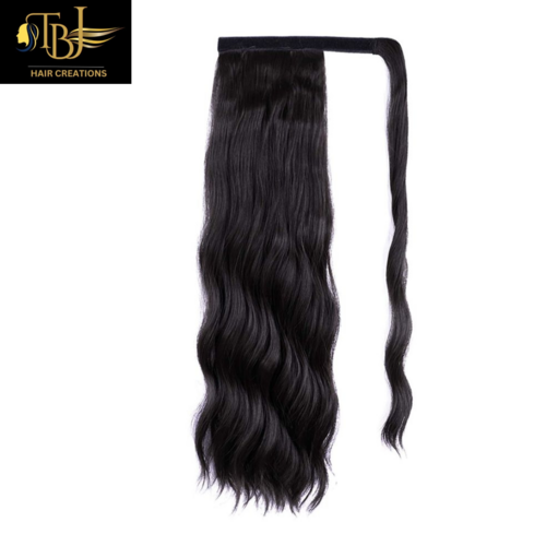 Natural Black Straight Temple Human Hair Ponytail Extensions