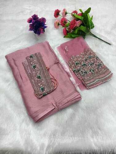 Sarees With Designer Blouse And Belt - Satin Sarees - Jimmy Choo Sarees