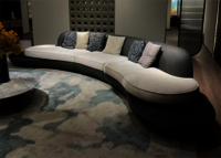 Leather Fabric Sofa Curve Sofa High End Furniture - Color: Grey