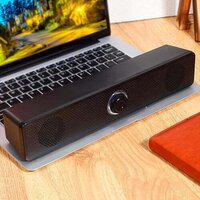 Usb Portable Computer Speakers - 32x8x7 Cm, Black | Easy Plug-and-play Setup, Large Dial Volume Control, Compatible With Multiple Devices