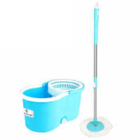 7 Ltr Stainless Steel Spin Bucket Magic Mop Set - High-quality Plastic, 7 Ltr Capacity, Available In Different Colors | Highly Absorbent Microfiber Mop Head, Ideal For All Floor Types