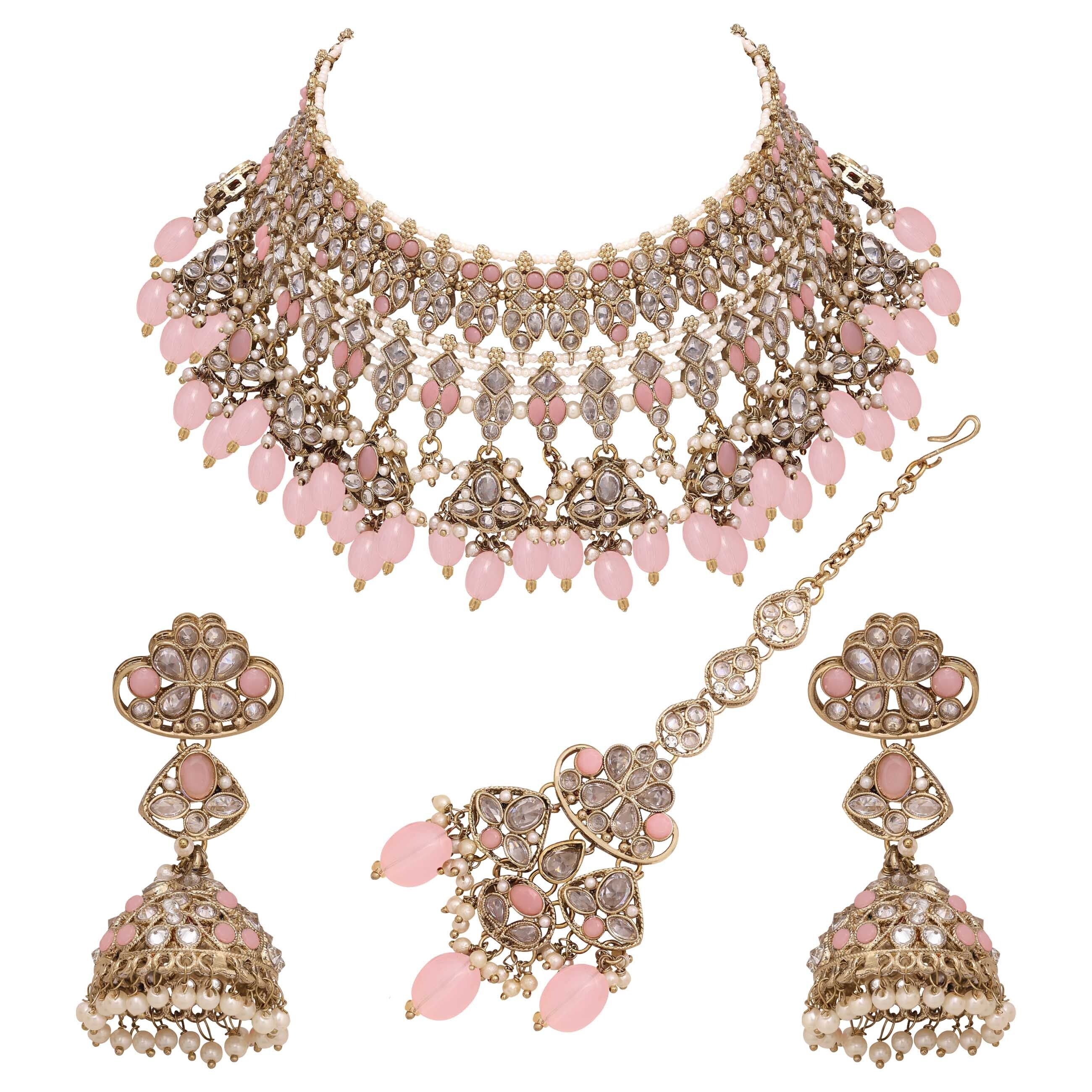 Traditional Jewellery| Wedding collection| Bridal reverse ad necklace| Reverse AD Choker| Designer jewelry| Floral Necklace.