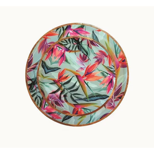 Wooden Printed Serving Platter - Color: Multicolor