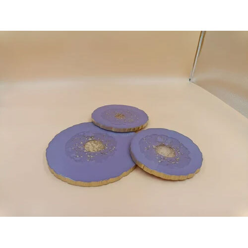 Purple Round Resin Coaster Set