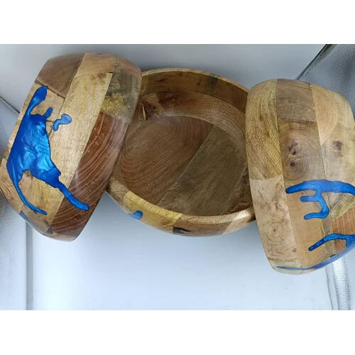 750ml Wooden Round Bowl Set