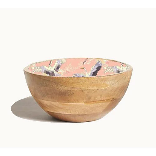 200ml Round Wooden Printed Bowl