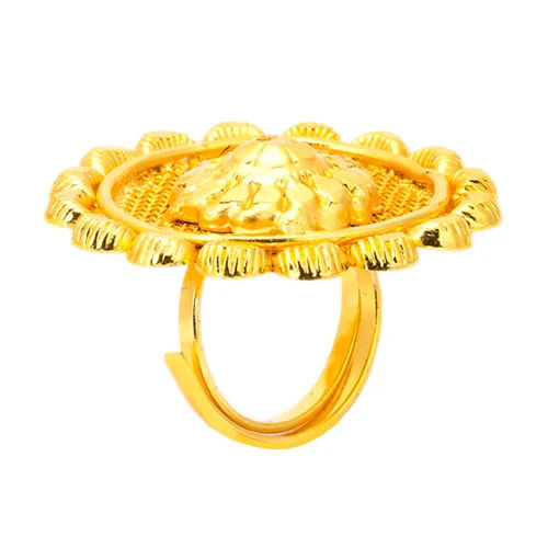 Polished Gold Plated Imitation Ring - Color: Golden